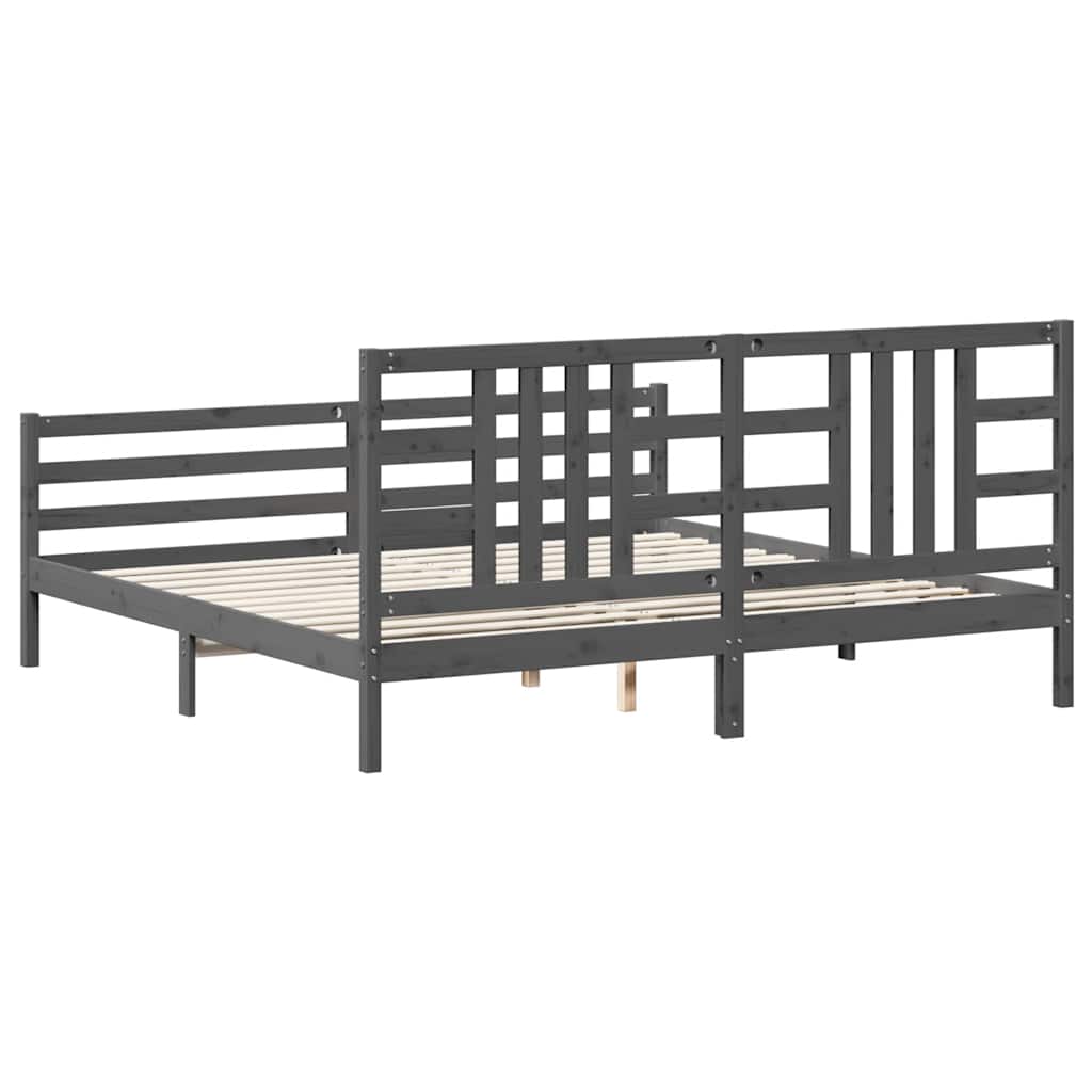 Bed Frame without Mattress Grey 200x200 cm Solid Wood