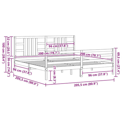 Bed Frame without Mattress Grey 200x200 cm Solid Wood