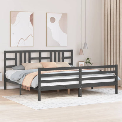 Bed Frame without Mattress Grey 200x200 cm Solid Wood