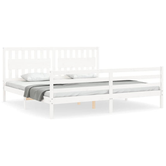 Bed Frame without Mattress White 200x200 cm Solid Wood