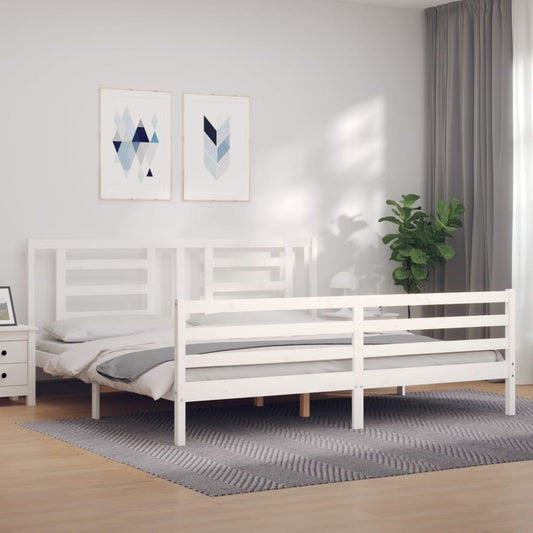 Bed Frame without Mattress White 200x200 cm Solid Wood