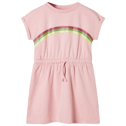 Kids' Dress with Drawstring Light Pink 128