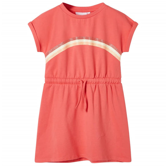 Kids' Dress with Drawstring Coral 116