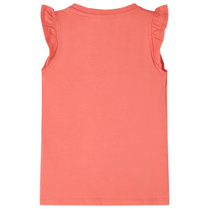 Kids' T-shirt with Ruffle Sleeves Coral 116