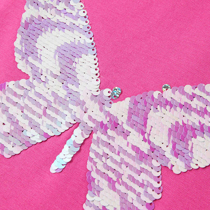 Kids' T-shirt with Cap Sleeves Dark Pink 104