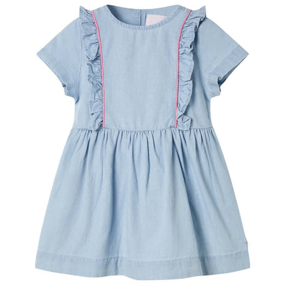 Kids' Dress with Ruffles Soft Blue 92