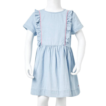 Kids' Dress with Ruffles Soft Blue 104