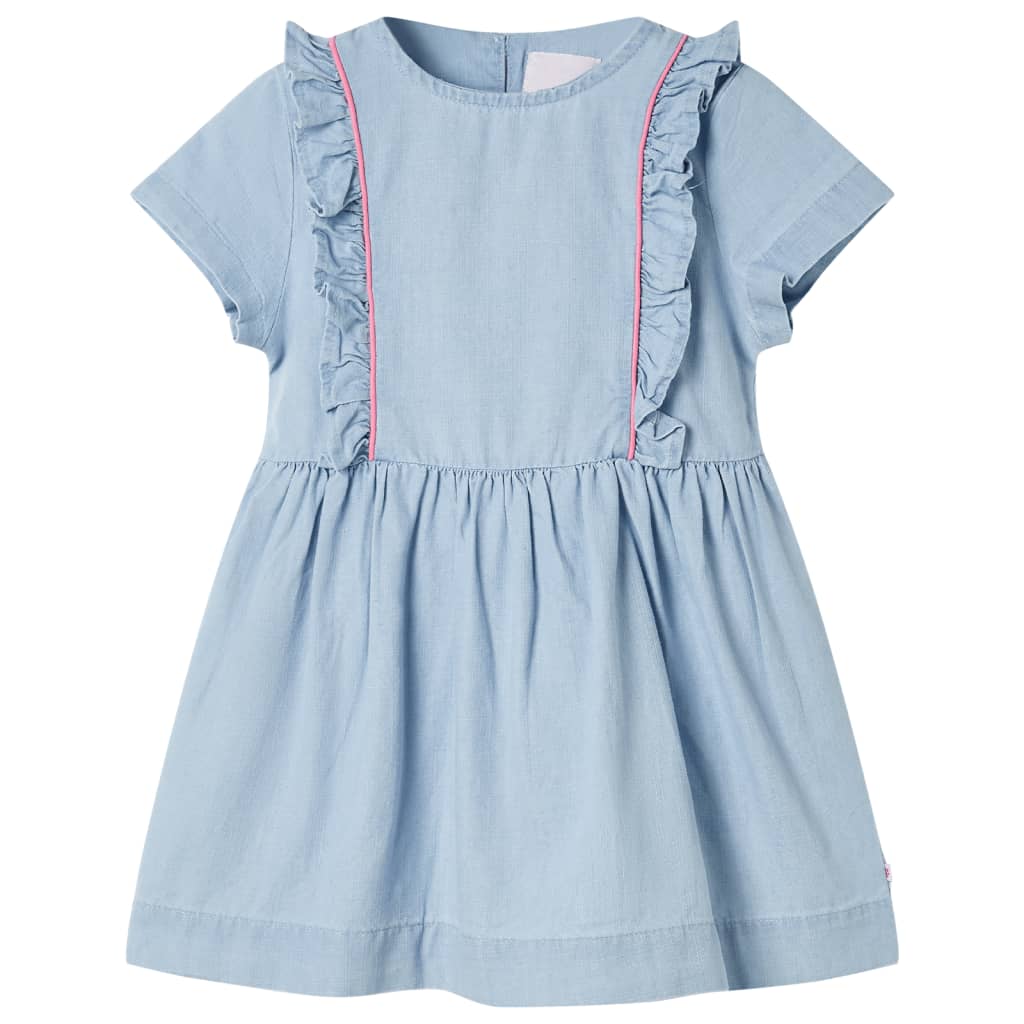 Kids' Dress with Ruffles Soft Blue 128