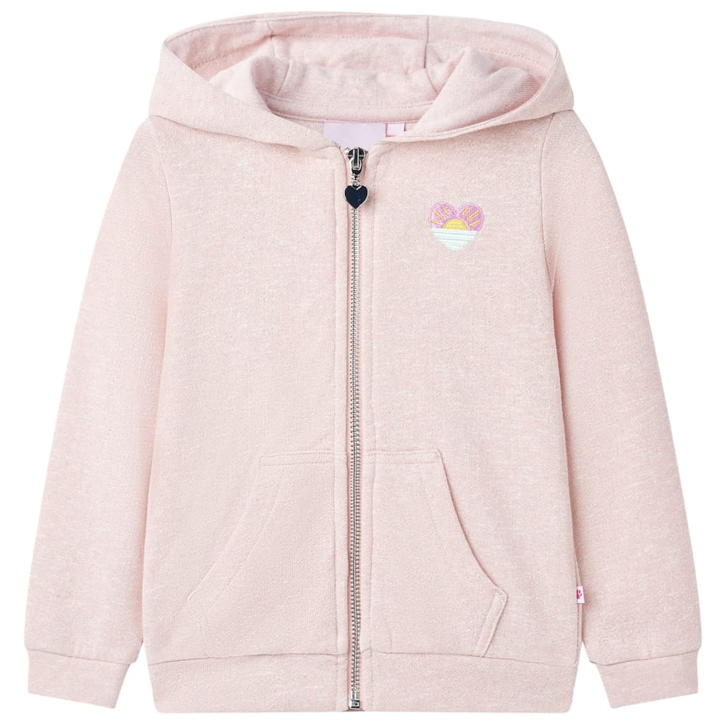 Kids' Hooded Sweatshirt with Zip Light Pink Mix 140