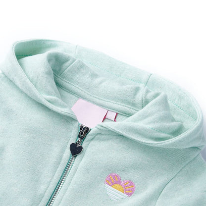 Kids' Hooded Sweatshirt with Zip Light Mint Mix 128