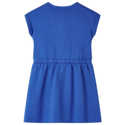 Kids' Dress with Drawstring Cobalt Blue 128