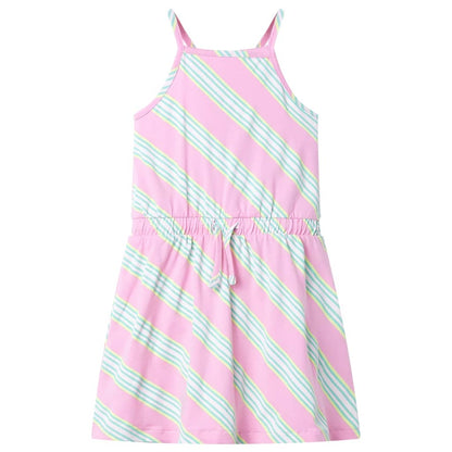 Kids' Dress with Drawstring Sleeveless Pink 128