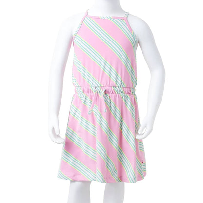 Kids' Dress with Drawstring Sleeveless Pink 128