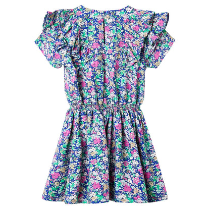 Kids' Dress with Ruffle Sleeves Cobalt Blue 104