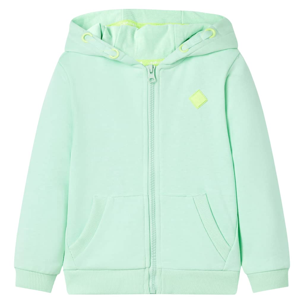 Kids' Hooded Sweatshirt with Zip Bright Green 116