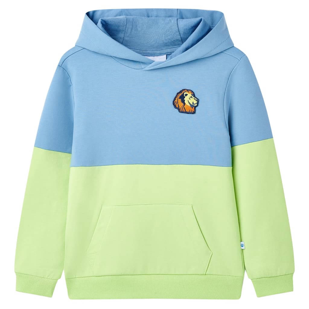 Kids' Hooded Sweatshirt Blue and Soft Yellow 116