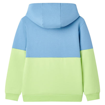 Kids' Hooded Sweatshirt Blue and Soft Yellow 140