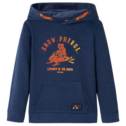 Kids' Hooded Sweatshirt Navy Melange and Orange 92