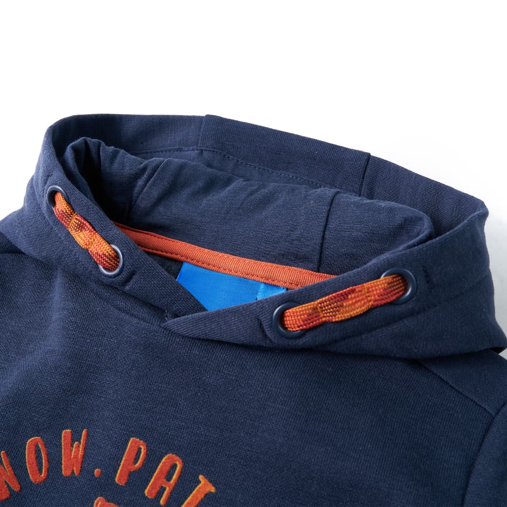 Kids' Hooded Sweatshirt Navy Melange and Orange 92