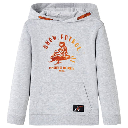 Kids' Hooded Sweatshirt Grey Melange and Orange 92