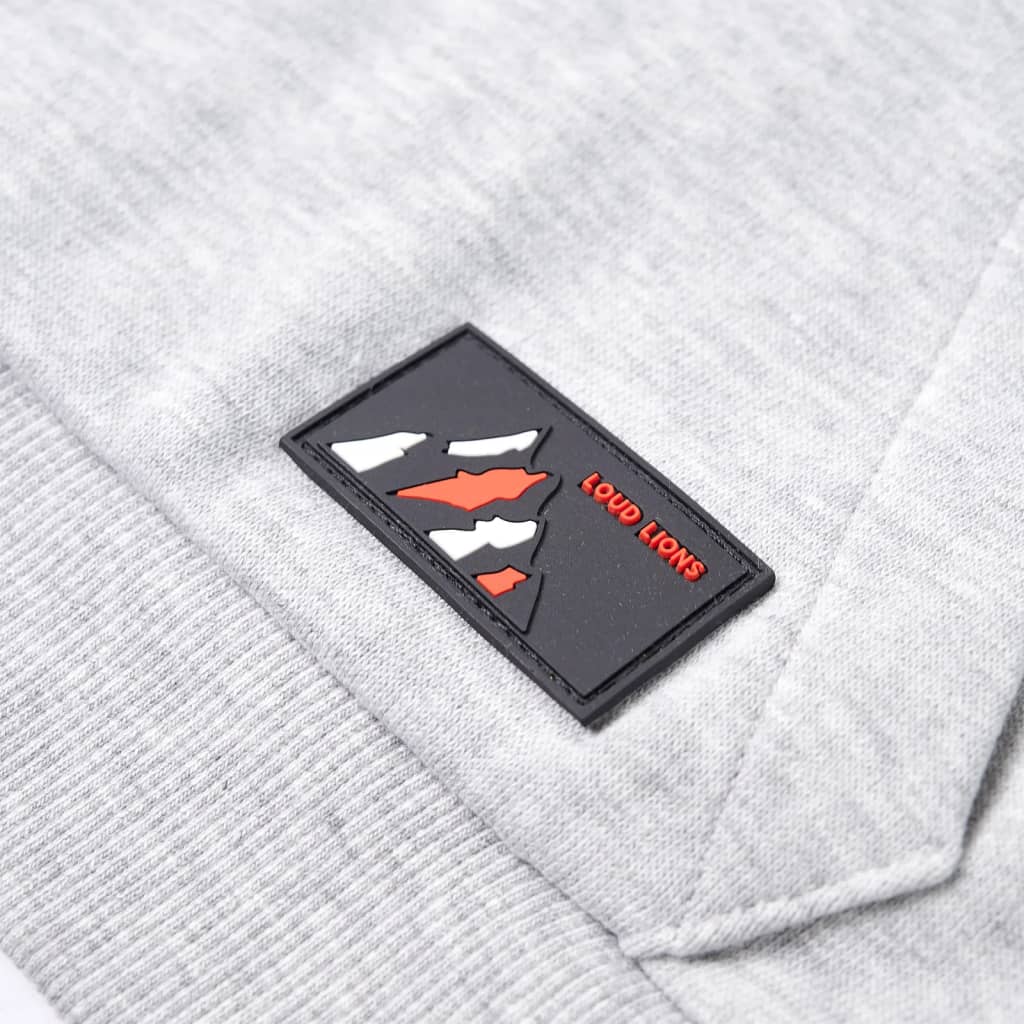 Kids' Hooded Sweatshirt Grey Melange and Orange 92