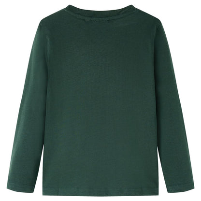 Kids' T-shirt with Long Sleeves Dark Green 92