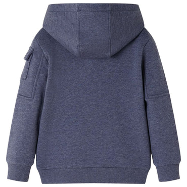 Kids' Hooded Sweatshirt with Zip Dark Blue Melange 116