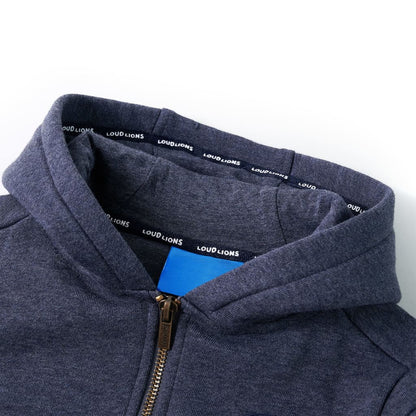 Kids' Hooded Sweatshirt with Zip Dark Blue Melange 116