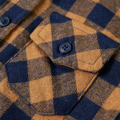 Kids' Plaid Shirt Cognac and Blue 116