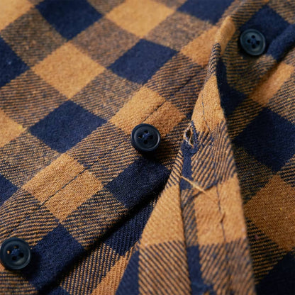 Kids' Plaid Shirt Cognac and Blue 116