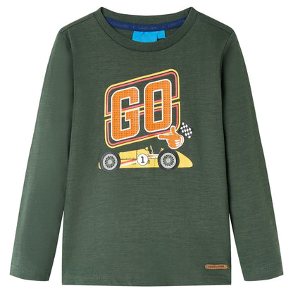 Kids' T-shirt with Long Sleeves Dark Green 92