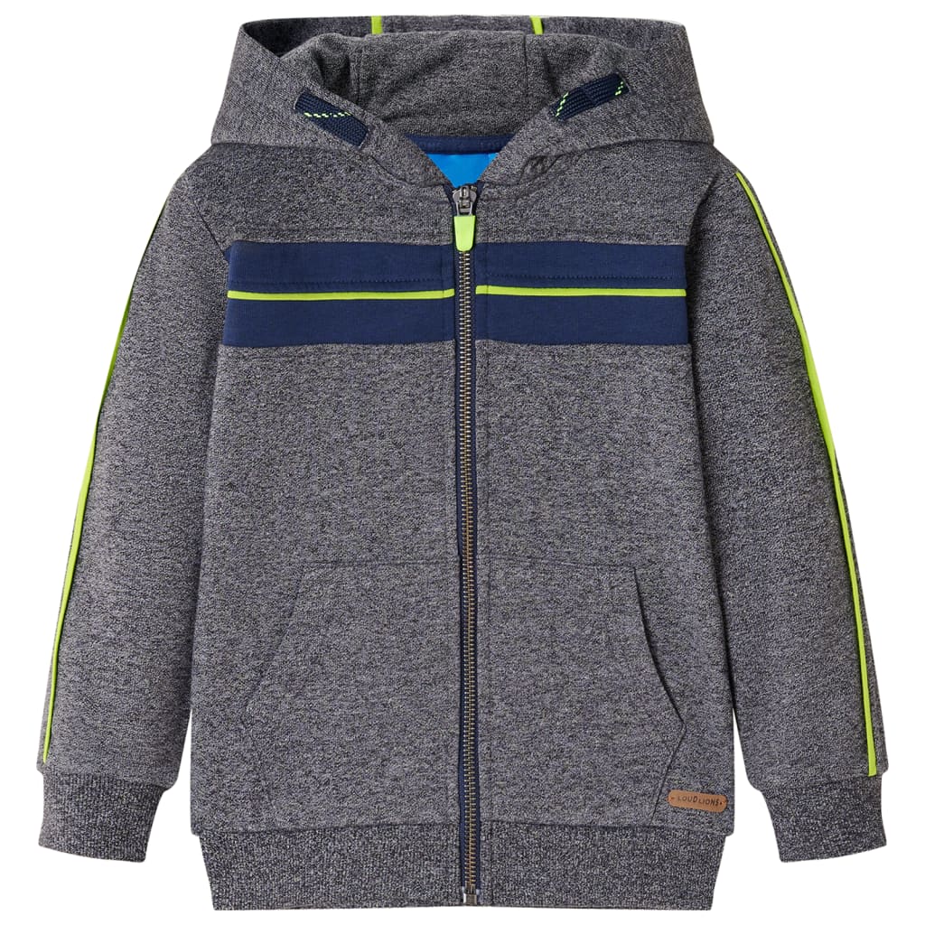 Kids' Hooded Sweatshirt with Zip Grey Melange 116