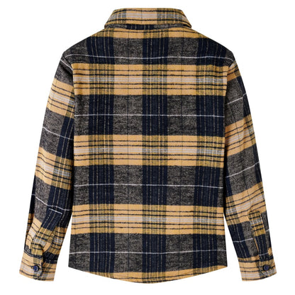 Kids' Plaid Shirt Yellow and Black 92