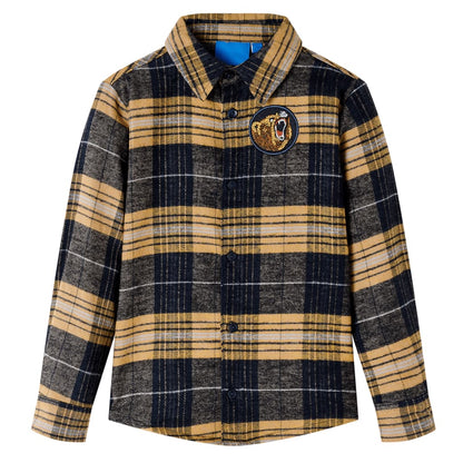 Kids' Plaid Shirt Yellow and Black 116