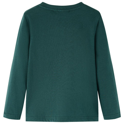 Kids' T-shirt with Long Sleeves Dark Green 92