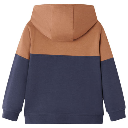 Kids' Hooded Sweatshirt with Half Zip Anthracite and Cognac 104