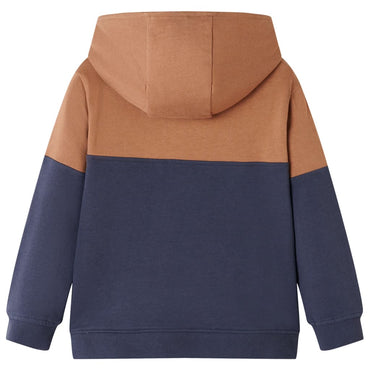 Kids' Hooded Sweatshirt with Half Zip Anthracite and Cognac 140