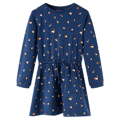 Kids' Dress with Long Sleeves Navy Blue 128