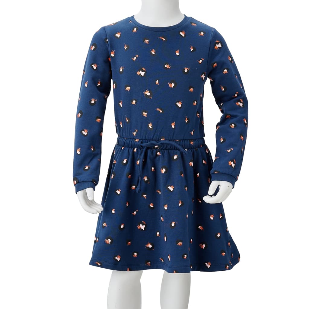 Kids' Dress with Long Sleeves Navy Blue 128