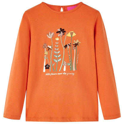 Kids' T-shirt with Long Sleeves Burnt Orange 116