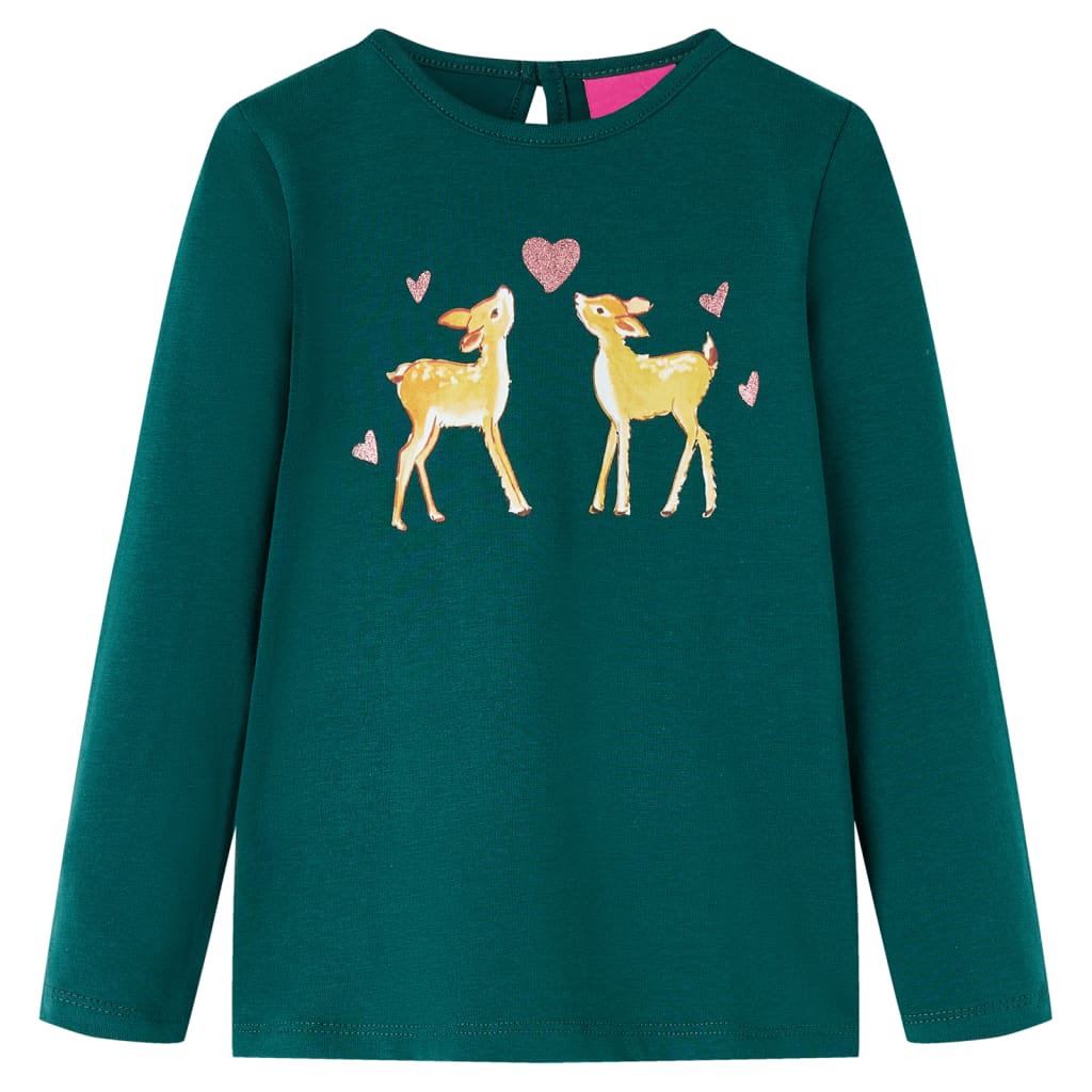 Kids' T-shirt with Long Sleeves Dark Green 140