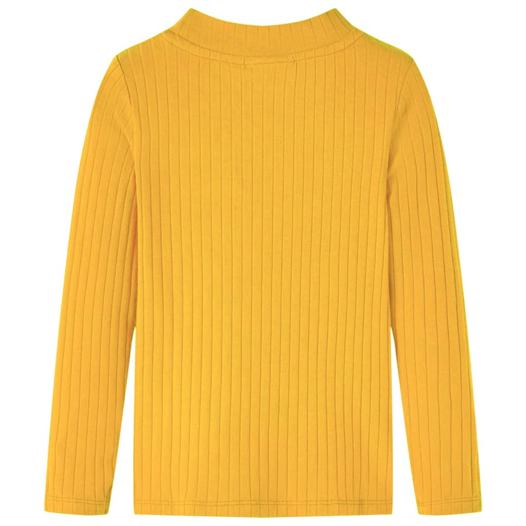 Kids' T-shirt with Long Sleeves Rib-knit Dark Ochre 92