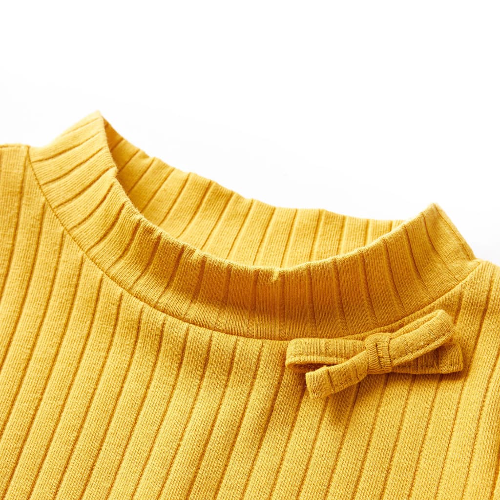 Kids' T-shirt with Long Sleeves Rib-knit Dark Ochre 92