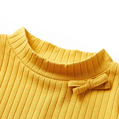 Kids' T-shirt with Long Sleeves Rib-knit Dark Ochre 92