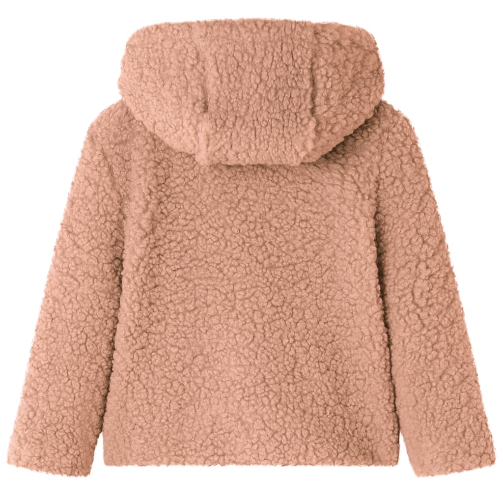 Kids' Hooded Jacket Teddy Faux Fur Light Cognac 128