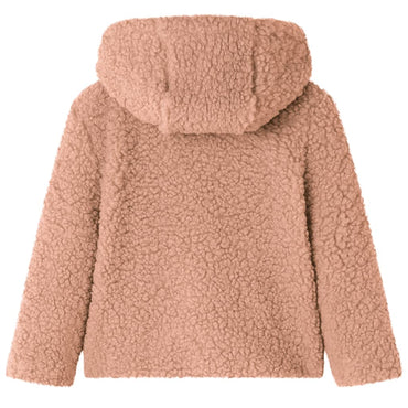 Kids' Hooded Jacket Teddy Faux Fur Light Cognac 140