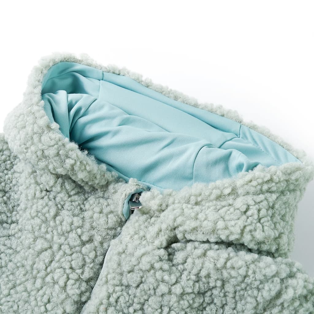 Kids' Hooded Jacket Teddy Faux Fur Mint Green 104