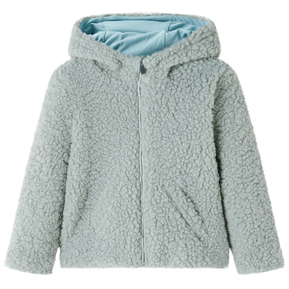 Kids' Hooded Jacket Teddy Faux Fur Mint Green 116