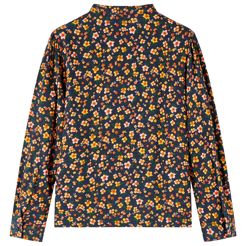 Kids' Shirt with Band Collar Navy 140