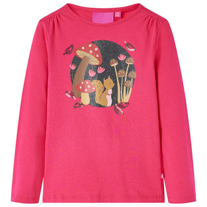 Kids' T-shirt with Long Sleeves Bright Pink 116